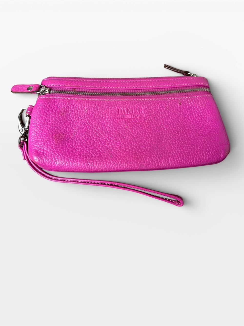 Danier Fushia Pebbled Leather Wristlet Wallet